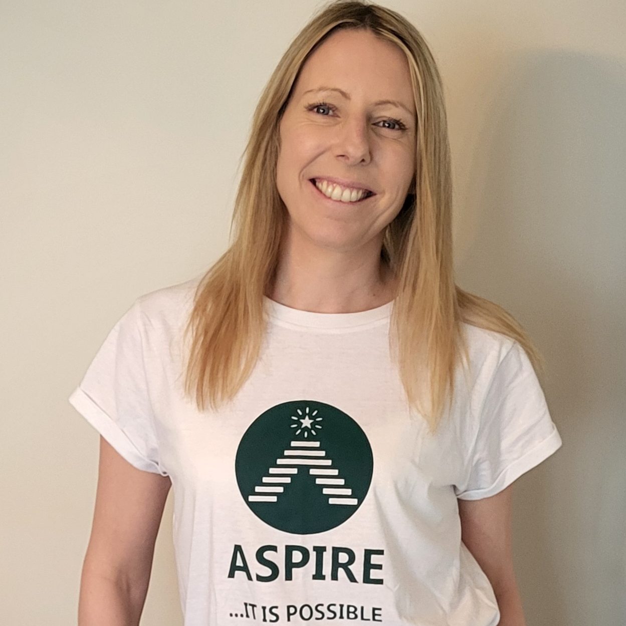 Showcasing ASPIRE T-shirt - Prof. Hannah Holmes
