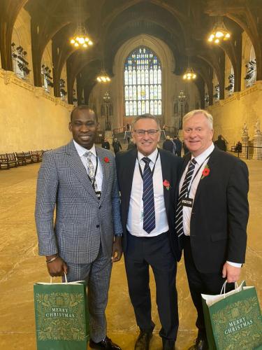 Parliament visit featuring Rt Hon Craig Whittaker, Dr Michael Benson and Dr Francis Awolowo