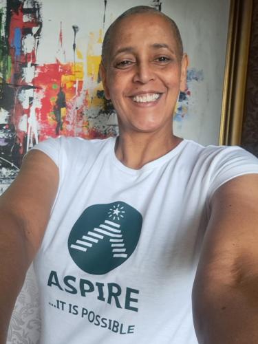 Showcasing ASPIRE T-shirt - Dr Alison Lowe