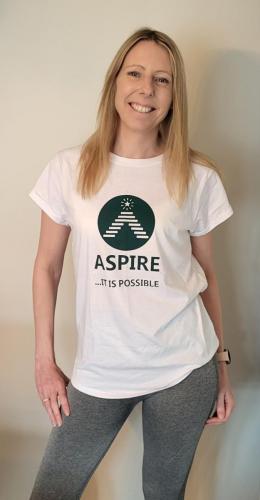 Showcasing ASPIRE T-shirt - Prof. Hannah Holmes